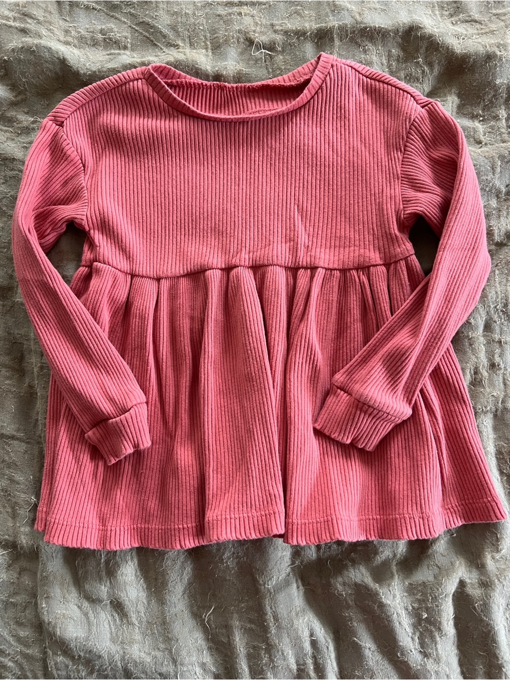 Easy-Peasy Organic Cotton Toddler Long Sleeve Dress Size 3T Neutral Minimalist